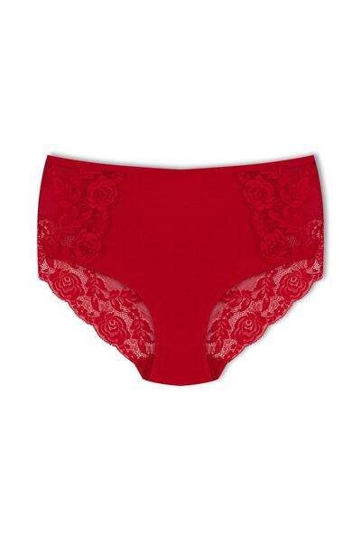 HNX 5-Piece Cotton Front And Back Lace High Waist Plus Size Women's Panties