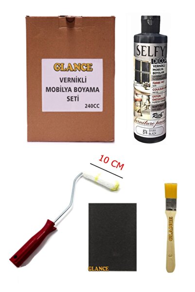 GLANCE Rich Selfy Decor 240 Cc Siyah Kendinden Vernikli Mobilya Boyama Seti