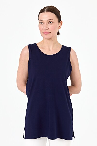 Desen Triko Жіноча футболка на бретельках 20868 Синя