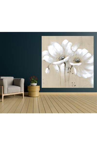 HDART Soyut Modern Tasarım Çiçek Yağlı Boya Görünümlü Duvar Kanvas Tablo Tablosu