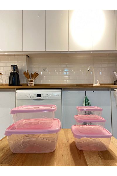 ECO KİTCHEN Set of 5 Square Transparent Food Storage Containers
