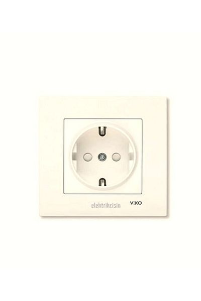 VİKO Child Protected Grounded Karre Cream Socket - Frame Included, 1 Piece