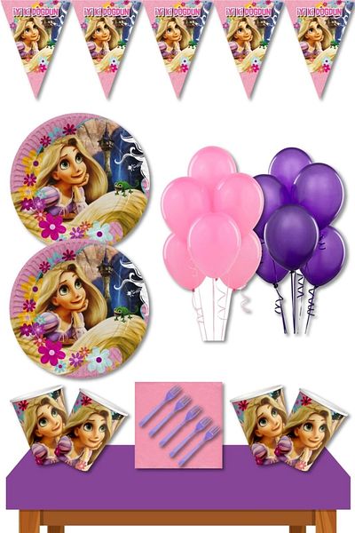Parti Furyası Rapunzel 24 Person Birthday Ornaments Party Set Economic Set