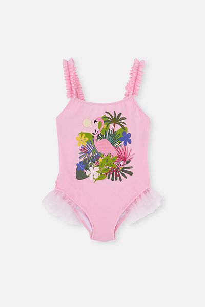 Dagi Rosa Flamingo-Badeanzug für baskische Mädchen