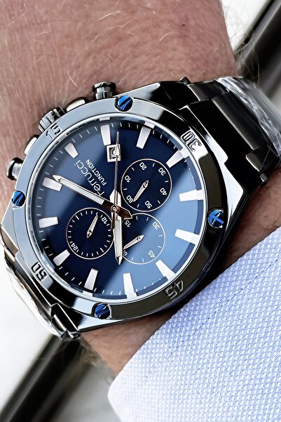 Ferrucci Function Erkek Kol Saati 3 Atm Su Geçirmez Siyah Renk Çelik Kordon + Bileklik Elg277