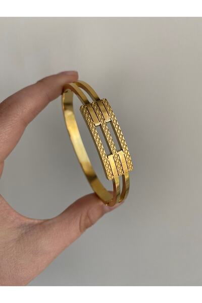 Owentis مشبك نموذج ضلع منقوش بالذهب الصلب - لا يبهت -