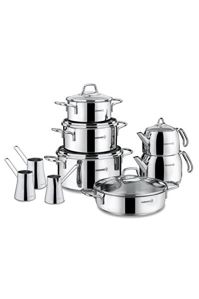 KORKMAZ Perla Steel 14-Piece Steel Pot Set