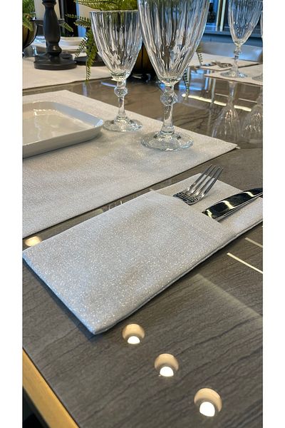 Decamor home Set de 6 linguri cu sclipici alb argintiu