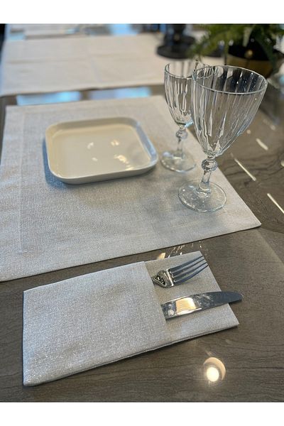 Decamor home Set de 6 linguri cu sclipici alb argintiu