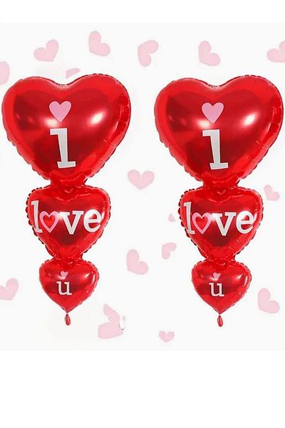 Parti dolabı 2 Pieces 70cm Large 3 Tiers I Love You Foil Heart Balloon Marriage Proposal Anniversary Romantic Home Decoration