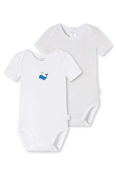 Schiesser 2er-Pack Baby-Body – Kurzarm, Strampler, bedruckt/Ringel, Doppelpack
