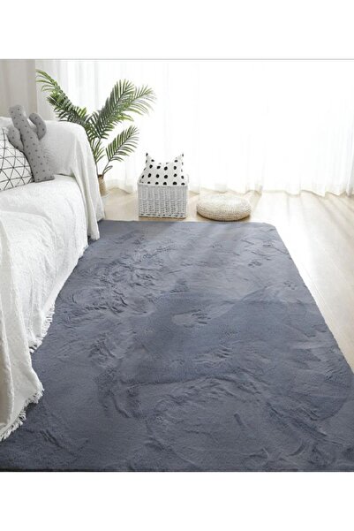 ALgorand Home Antrasit Post Dokuma Halı Peluş Tavşan Tüyü Hissi Antibakteriyel