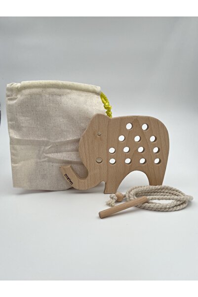 zoziva Montessori Educational Wooden Toy Elephant Stringing Child's Toy