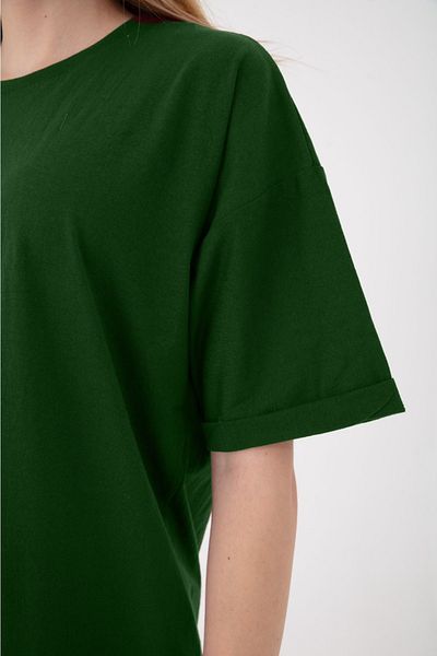 Mad&Calf Γυναικείο μπλουζάκι Basic Unprinted Plain Oversize Loose Loose Cut με διπλό μανίκι