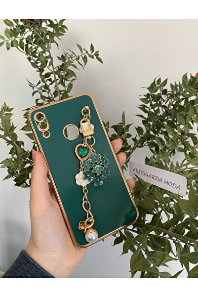 Aksesuarda Moda Huawei Y7 2019 Uyumlu Çiçekli Taşlı Incili El Geçmeli Lazer K...
