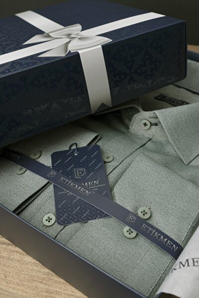 Etikmen Ανδρικό πουκάμισο Aqua Green Slimfit με κουτί δώρου