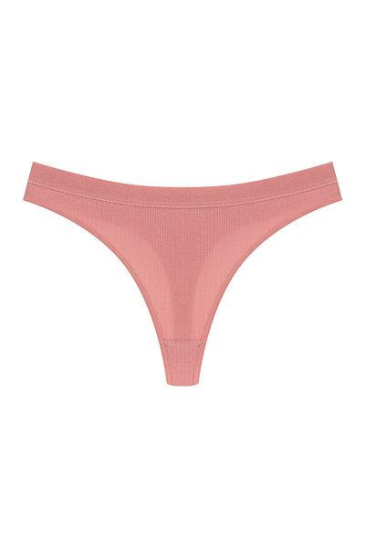 HNX 3-Piece Cotton Corded Textured Waist Elastic Women's Thong Panties