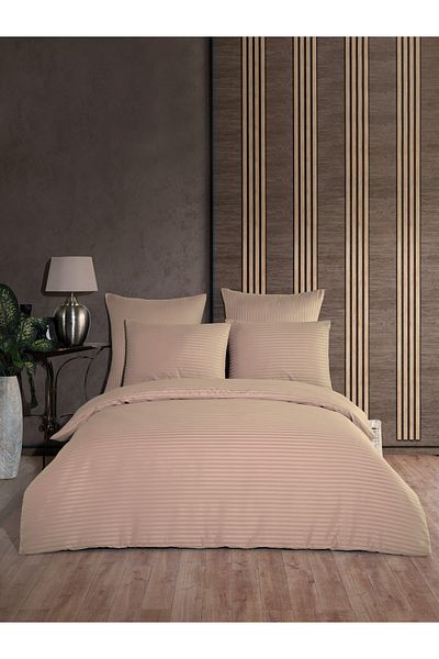 NANOSOFT Double Cotton Satin Hotel Duvet Cover Set Beige-8 Colors