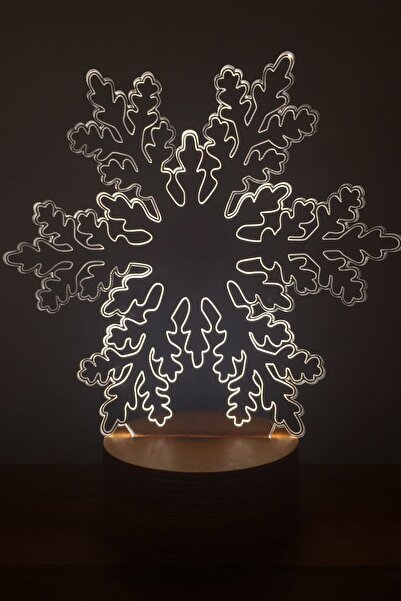 BY-LAMP Kar Tanesi Masa Lambası Ahşap Taban 7 Farklı Işık Renkli Gece Lambası...