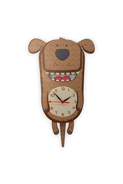 CajuArt Cute Dog Children's Wall Clock with Wooden Swinging Pendulum