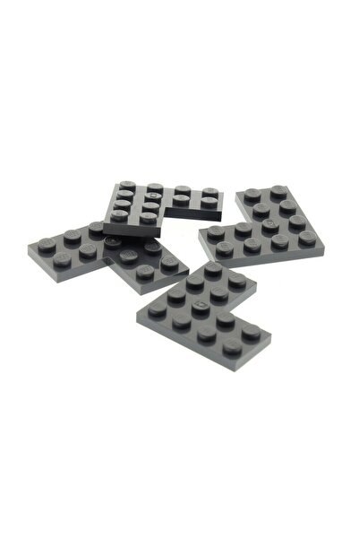 LEGO ملحق أصلي مخصص لوحة زاوية 4 × 4 زاوية مسطحة من الطوب رمادي داكن 5 قطع سي...