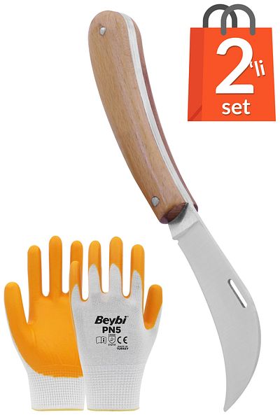 BURCU Walnut Grafting Knife 19 Cm + Work Gloves