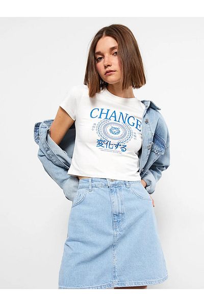 LC Waikiki Dámská džínová sukně Lcw Jeans Standard Fit s rovným detailem kapsy