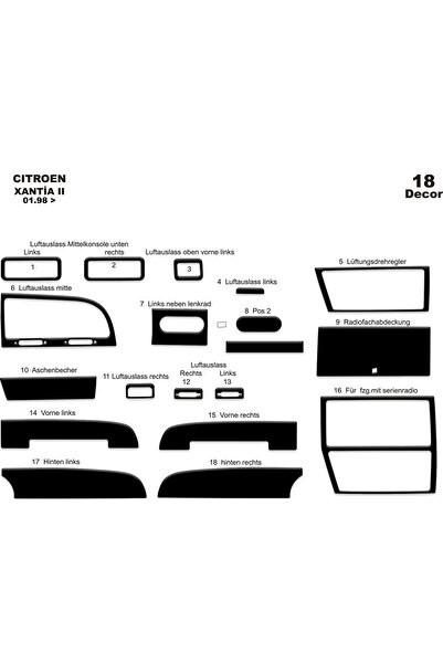 meriç cockpit design ميريتش ®   سيتروين Xantia 2 توريد أمامي مطلي باللون الأس...