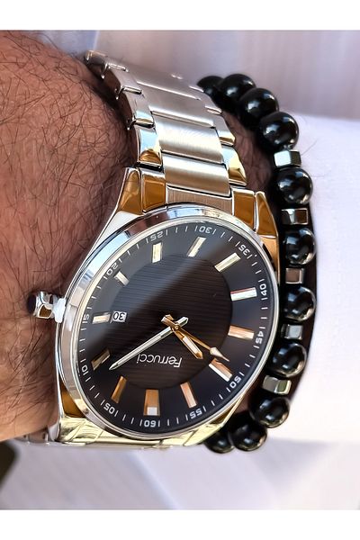 Ferrucci Steel Cord Silver Men's Watch Bracelet