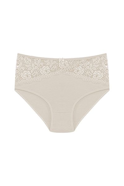 HNX 2-Piece Cotton Front Waist Lace Detailed High Waist Plus Size Women's Panties