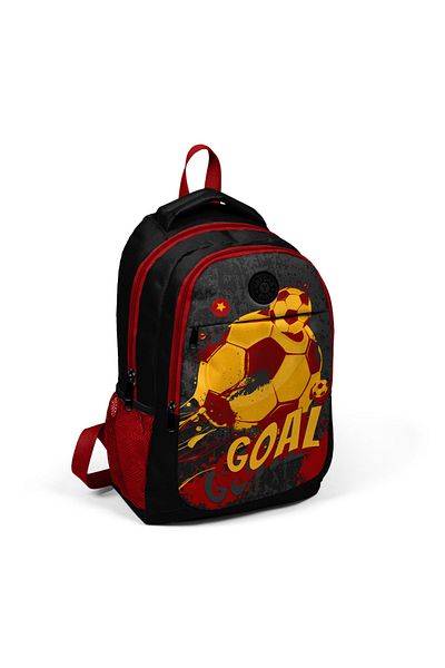 Coral High Kids Black Yellow Red Goal Patterned School Backpack 14381