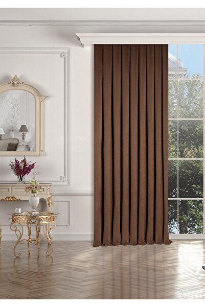 Solinas Collection Diamond Kahverengi 1x3 Sık Pile Fon Perde - Tek Kanat