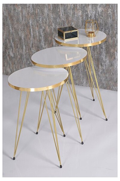 Depohaus Zigon Sehpa Gold Tel Ayak-1043