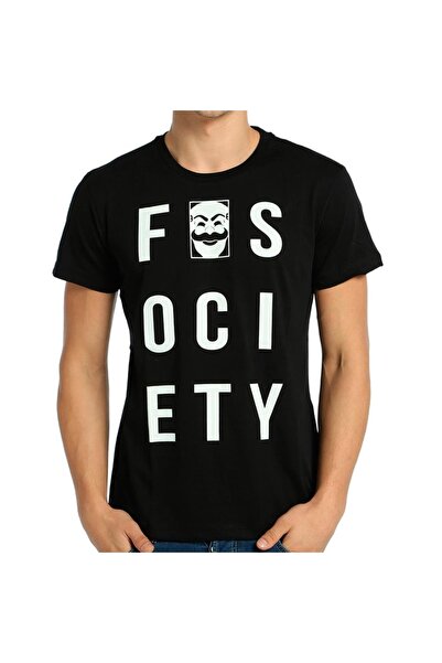 Bant Giyim Mr. Robot Fsociety - Men's Black T-Shirt