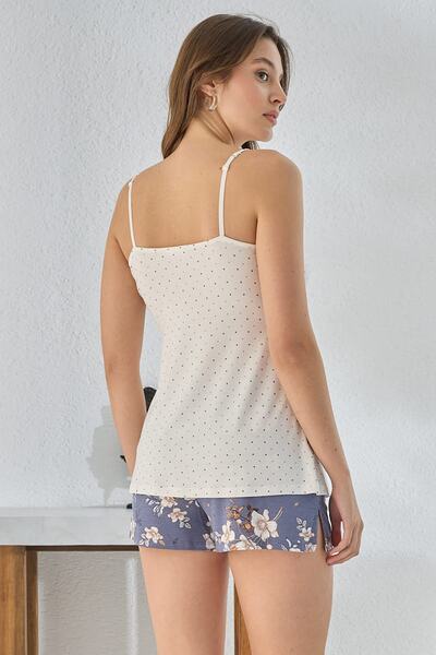 Sevim Kadın Puantiyeli Ayarlanabilir Askılı Üst Şort Takım