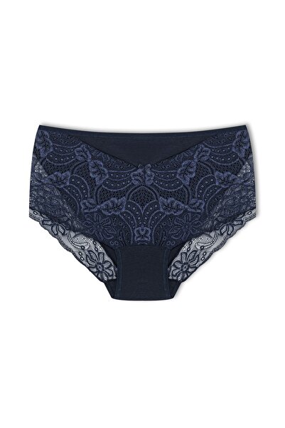 HNX Chiloți 5 bucăți din bumbac cu dantelă în față cu dantelă în spate, talie înaltă, pentru femei