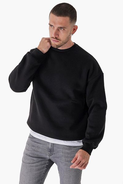 CHUBA Ανδρικό φούτερ Comfortable Fit Three Thread Basic Μαύρο 23w103