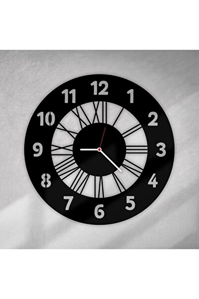 Genel Markalar Siyah Hediyelik Ahşap Dekoratif Roma Ve Latin Rakamlı Duvar Saat