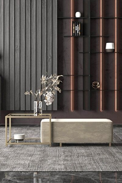 Evka Bellissimo Puflu Orta Sehpa Gold