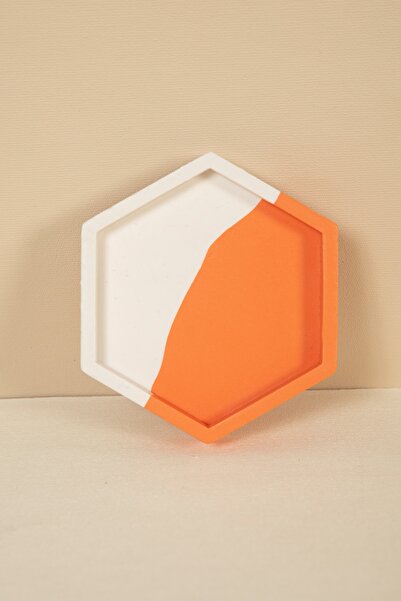 Handmeight كوستر توازن أبيض سداسي الشكل برتقالي اللون / رف عرض / صينية