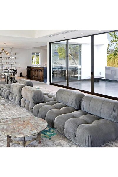 S Home Design Concept Bellini 4 Modül Modüler Koltuk Köşe Takımı, Babyface, Gri