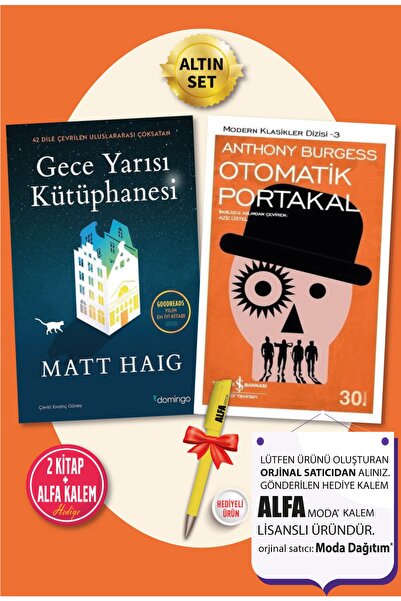 Domingo Yayınevi Gece Yarısı Kütüphanesi (matt Haig) + Otomatik Portakal (ant...