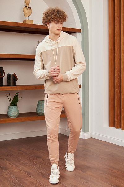 Danger Ανδρικό φούτερ με κανονική εφαρμογή Milk Brown