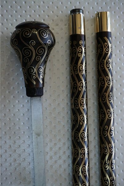 Bozgeyik Sedefcilik Sedef Kakma Telkari Asa Baston Kılıçlı-3 Parçali Ortapedik Baston Telkari-bstn-klcl- 2