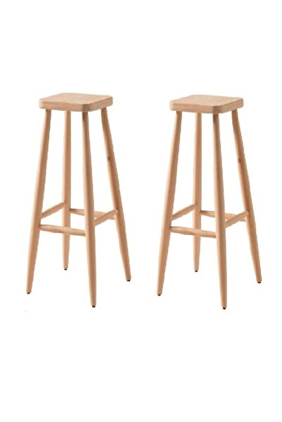 blackwhiskers Ahşap Tabure Ham Kare 70 Cm 2 Adet