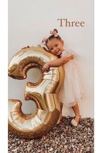 MFM Party 3 Year Old Number Gold Foil Balloon