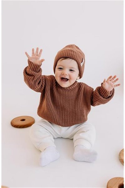 yobebek Baby Boy Girl Knitwear Sweater Brick Color