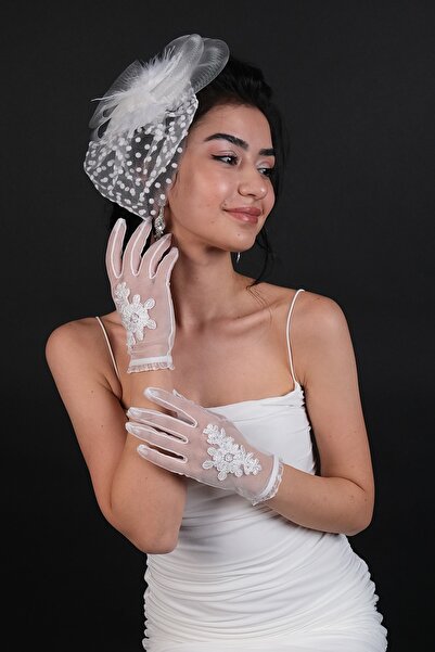 Limelia Voilet de mireasă cu buline și mănuși de mireasă scurte și elegante cu imprimeu floral