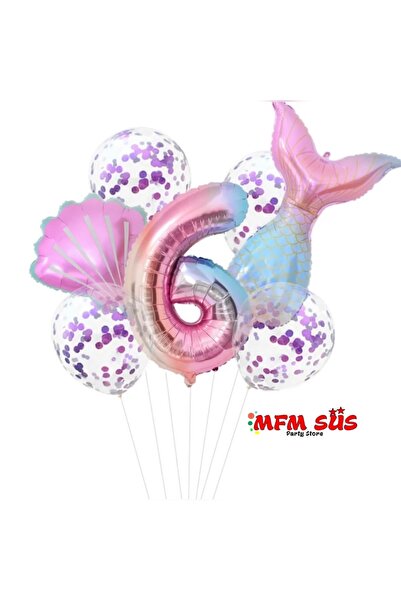 MFM Σετ γενεθλίων με μπαλόνι με αλουμινόχαρτο για πάρτι 6 ετών, Νεράιδα
