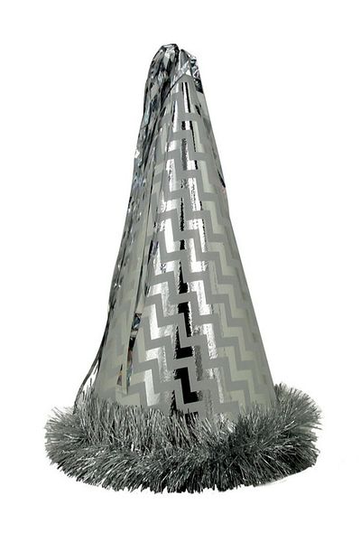 Kazanabil Metallized Cation Large Size Cardboard Party Hat Silver